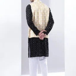 Anouk Geometric Embroidered Sequinned Pure Cotton Kurta & Pyjamas With jacket image 2
