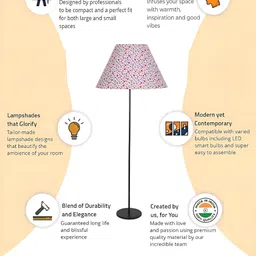 Devansh White & Pink Printed Frustum FloorLamps image 4