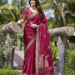 Nirmohi Fashion Ethnic Motifs Embroidered Saree-picture-12
