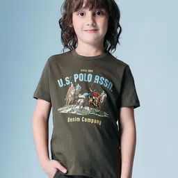 U.S. Polo Assn. Kids Boys Brand Logo Printed Round Neck Pure Cotton T-shirt-picture-34