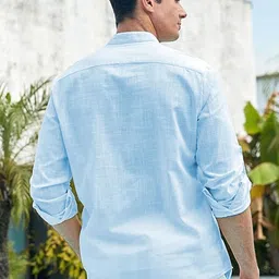 Navkanj Mandarin Collar Roll-Up Sleeves Cotton Straight Kurta image 3