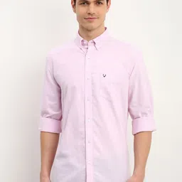 Allen Solly Men Button-Down Collar Solid Cotton Slim Fit Casual Shirt-image-2