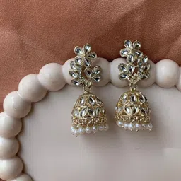 KALAVAATHI Multi Brass Kundan Drop Earrings image 3