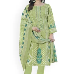 DRAVINAM Trends Embroidered Pure Cotton Unstitched Dress Material-image-86