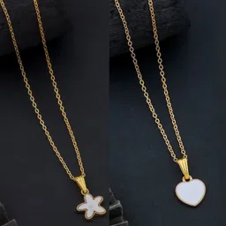 SZN Set Of 2 Gold-Plated Artificial Beaded Enamelled Star Shaped Pendants With Chains-picture-28