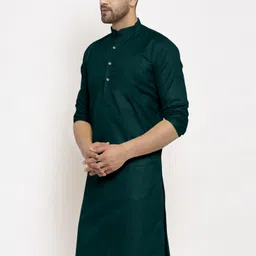 krudha Men Solid Cotton Blend Straight Kurta-picture-19