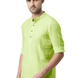 AMRIT TOP WEAR Men Pack of 2 Mandarin Collar Roll-Ups Sleeves Kurta image 2