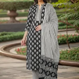 KALINI Ethnic Motifs Printed Straight Kurta With Trousers & Dupatta-picture-20