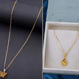 SZN Set Of 2 Gold-Plated Butterfly Shaped Pendants With Chains-picture-29