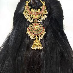 VAGHBHATT Kemp Stones and Pearls Beaded Hair Accessory-picture-13