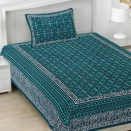 FrionKandy Living Sea Green Printed Cotton 180 TC Single Bedsheet Set 2.28 m x 1.52 m-image-41