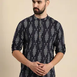 Fifth U Men Navy Blue Kurtas image 3
