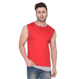 BEYOU FASHION Henley Neck Sleeveless Slim Fit T-shirt-picture-10