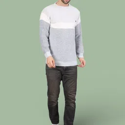 GRACIT Men Colourblocked Woollen Pullover image 3