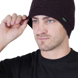 TEEMOODS Men Self Design Beanie image 1