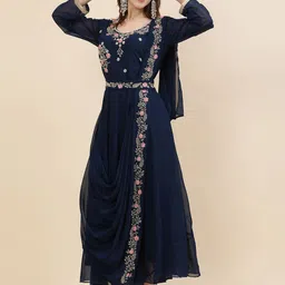 TS LIFESTYLE Floral Embroidered A-Line Maxi Dress-picture-23