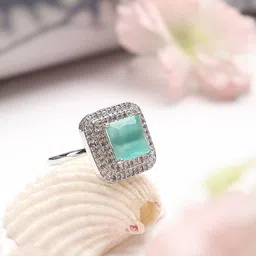 Anouk Silver Plated AD & CZ Stone Studded Finger Ring image 1
