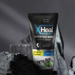 Healing Pharma Set Of 2 Xheal Activated Charcoal Scrub Face Wash-60g Each image 1