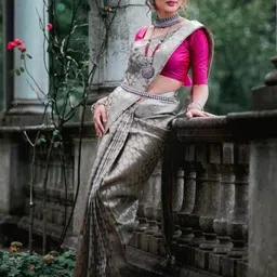 Parampara Ethnic Pure Silk Embroderid Saree With Beautiful Blouse image 2