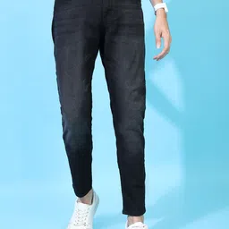 Men Tapered Fit Mid Rise Black Jeans-image-52