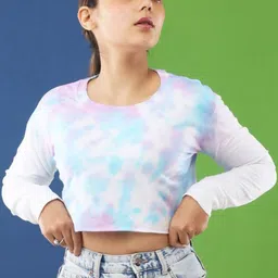 LAPPEN FASHION Women Tie and Dye Boxy Fit Cotton T-shirt-picture-33