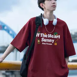 StyleCast x Revolte Men Typography Printed Round Neck Cotton Oversized T-shirt image 5