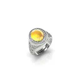 RRVGEM Silver Plated 4.50 Ratti Yellow Sapphire Adjustable Ring-picture-32