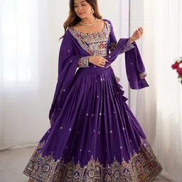 LeeliPeeri Designer Embellished Sequinned Semi-Stitched Lehenga & Unstitched Blouse With Dupatta image 2