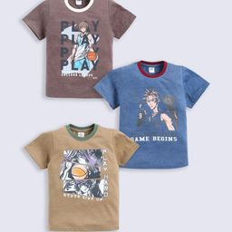 Here&Now X Game Begins Boys Assorted Pack Of 3 Printed T-shirts-picture-24