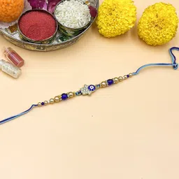 Sangria Kundan Studded & Beaded Evil Hand Bhaiya Bhabhi Rakhis With Roli Chawal-picture-23