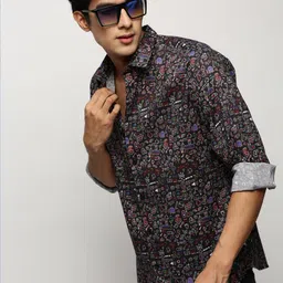 SHOWOFFFF Men Smart Slim Fit Printed Casual Shirt-picture-10