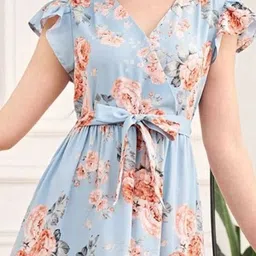 BAESD Floral Print Flutter Sleeve Fit & Flare Dress image 3