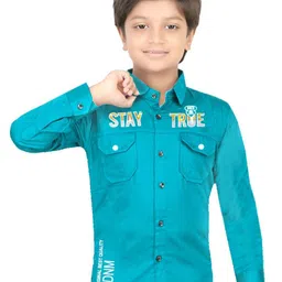 BAESD Boys Classic Fit Typography Printed Spread Collar Cotton Casual Shirt-picture-36