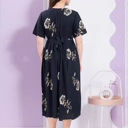 QUIRA Floral Printed Maternity A-Line Midi Dress image 4