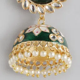 Anouk Gold-Plated Beaded Dome Shaped Jhumkas image 2