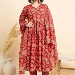 KALINI Women Floral Printed Regular Kurta with Trousers & With Dupatta-picture-40