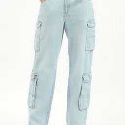 United Colors of Benetton Women Straight Fit High-Rise Mildly Distressed Heavy Fade Jeans-image-56