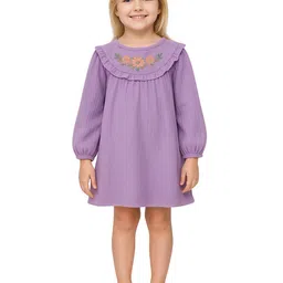 Le Nino Embroidered Puff Sleeve A-Line Dress-picture-10