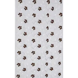 UrbanArts Brown & White Floral Embroidered Sheer Long Door Curtain image 5