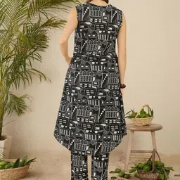 Indo Era Printed Pure Cotton A-Line Tunic & Trousers Co-Ord Set image 3