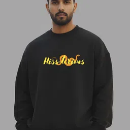 TheBTclub Men Printed Round Neck Oversized Pullover Sweatshirt image 5