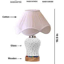 Aura Off White & Blue Textured Glass Frustum Shaped Table Lamp image 4