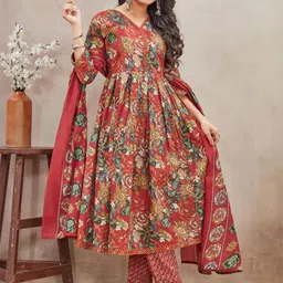 BAMSOM WEAR Women Self Design Viscose Rayon Kurta Sets With Dupatta image 3