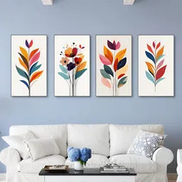 nestroots White & Red 4 Pieces Flowers Canvas Painting Wall Arts-picture-23
