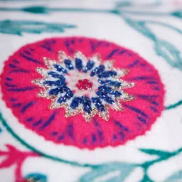 ZEBA White & Red Embroidered Velvet Square Cushion Covers image 5