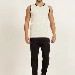 TQH Printed Round Neck Gym Vest TQH-Vest_Printed_821_OFF-White_S image 5