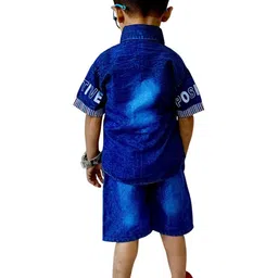 DRYSUN Boys Denim Printed Shirt with Shorts image 3