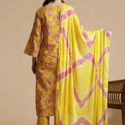 Anouk Women Floral Embroidered Regular Thread Work Pure Cotton Kurta with Trousers & With Dupatta image 4