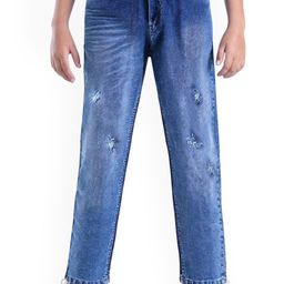 ARIAS By LARA DUTTA Boys Straight Fit Mid-Rise Low Distress Heavy Fade Denim Jeans-picture-40