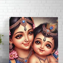 Aura Blue & Brown Canvas Religious Wall Paintings-picture-16